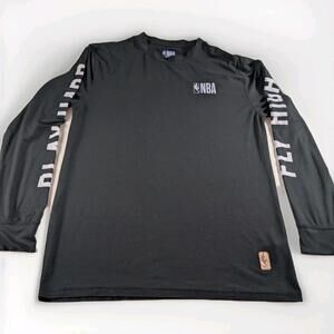 NBA Long Sleeve Shirt M Black Fly High Play Hard Logo Tee Basketball Gym